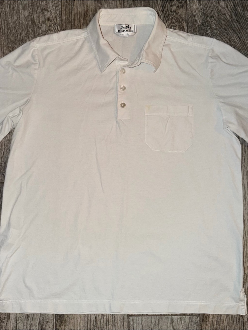 Hermès White Cotton Polo Shirt Made in Italy Size L